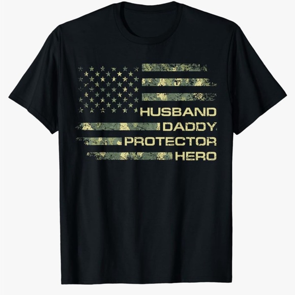 Camo American Flag Short Sleeve Classic Polyester Black Mens 2XL T-Shirt New - Picture 3 of 5